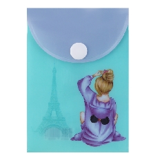 Папка-конверт на кноп А7 (75*105мм) 0,15мм КОКОС Paris 240322 непрозрачная с рисунком