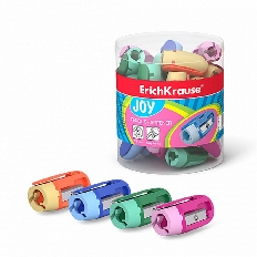 Пластиковая точилка ErichKrause® Joy®, цвет корпуса ассорти (в тубусе по 48 шт.)