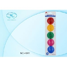 Набор магнитов: цветные, круглые /диаметр 40 мм/, 5 штук, в блистере с европодвесом.